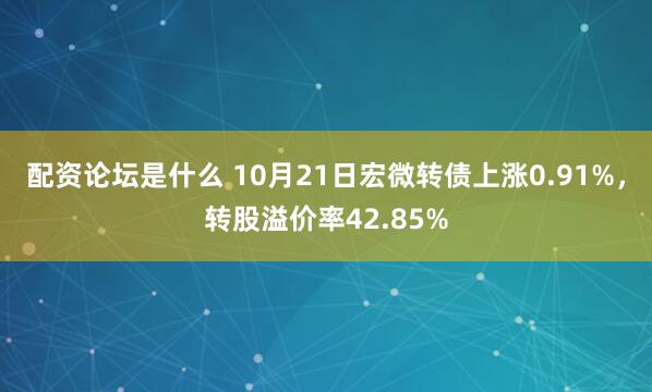 配资论坛是什么 10月21日宏微转债上涨0.91%，转股溢价率42.85%